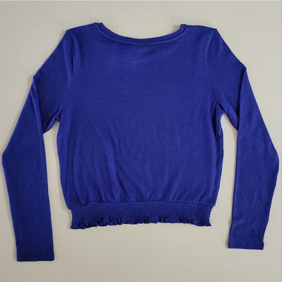 SO Women's Julien Blue Super Cozy Double Brushed Smocked Tee Shirt - Picture 10 of 10